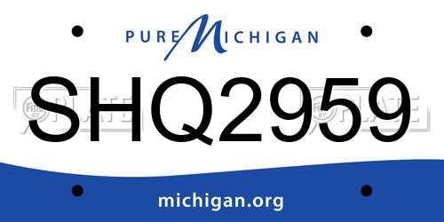 SHQ2959 Michigan License Plate