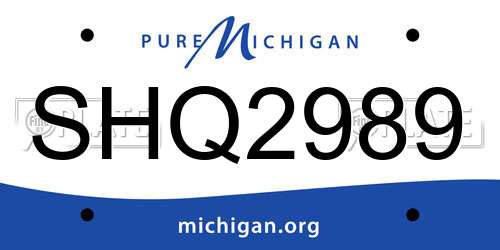 SHQ2989 Michigan License Plate