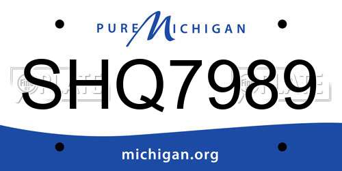 SHQ7989 Michigan License Plate