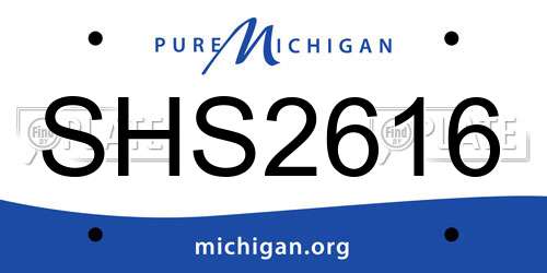 SHS2616 Michigan License Plate