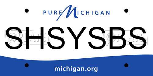 SHSYSBS Michigan License Plate