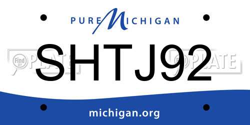 SHTJ92 Michigan License Plate