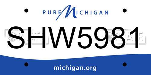 SHW5981 Michigan License Plate