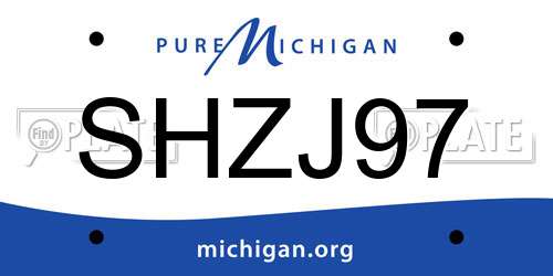 SHZJ97 Michigan License Plate