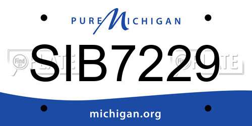 SIB7229 Michigan License Plate
