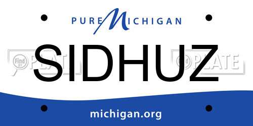 SIDHUZ Michigan License Plate