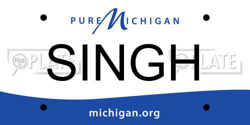 SINGH Michigan License Plate