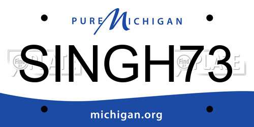 SINGH73 Michigan License Plate