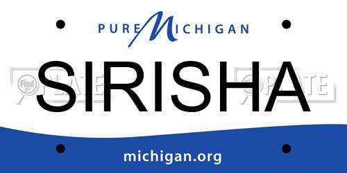 SIRISHA Michigan License Plate