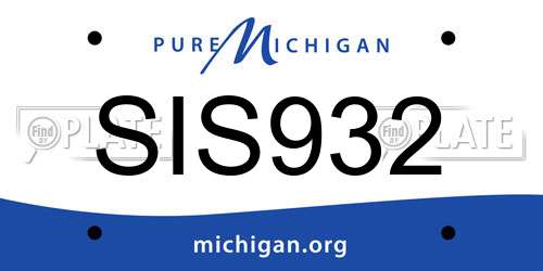 SIS932 Michigan License Plate