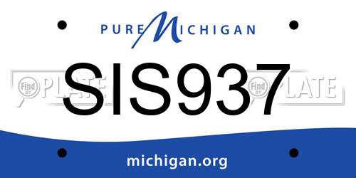 SIS937 Michigan License Plate