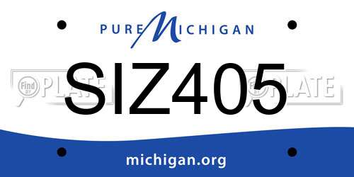 SIZ405 Michigan License Plate