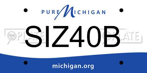 SIZ40B Michigan License Plate