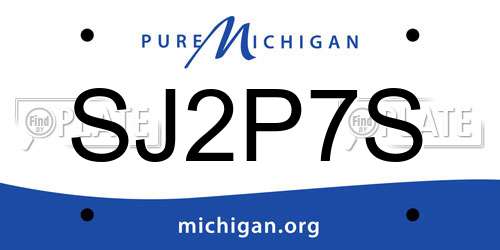 SJ2P7S Michigan License Plate