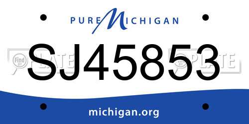 SJ45853 Michigan License Plate
