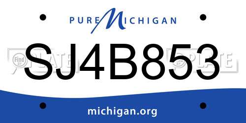 SJ4B853 Michigan License Plate