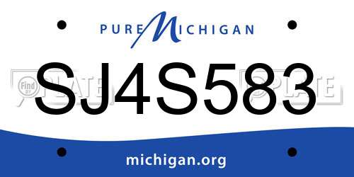 SJ4S583 Michigan License Plate