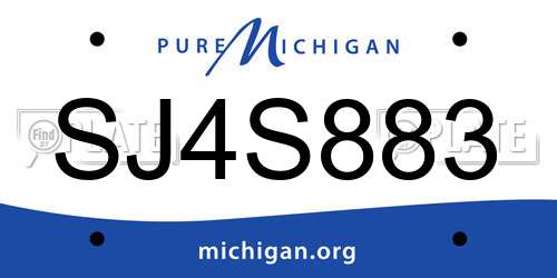 SJ4S883 Michigan License Plate