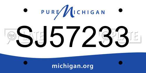 SJ57233 Michigan License Plate