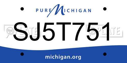 SJ5T751 Michigan License Plate