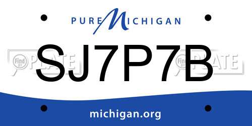 SJ7P7B Michigan License Plate