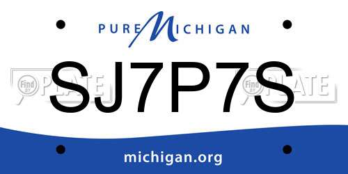 SJ7P7S Michigan License Plate
