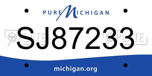 SJ87233 Michigan License Plate