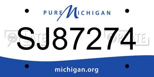SJ87274 Michigan License Plate