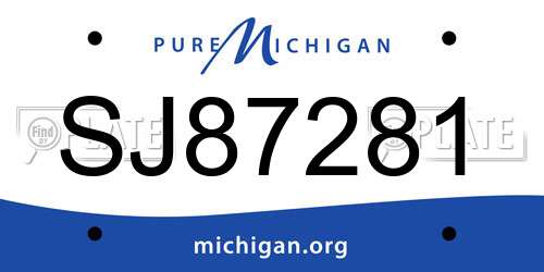 SJ87281 Michigan License Plate