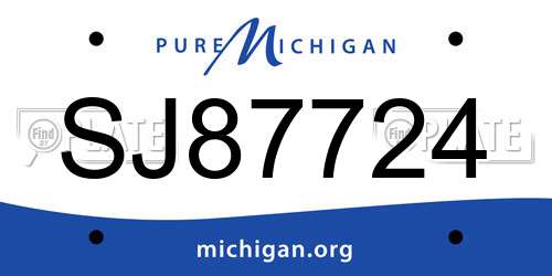 SJ87724 Michigan License Plate