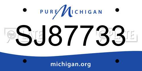 SJ87733 Michigan License Plate