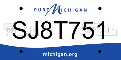 SJ8T751 Michigan License Plate