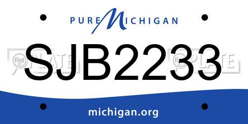 SJB2233 Michigan License Plate