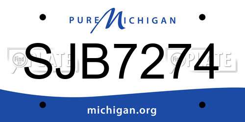SJB7274 Michigan License Plate