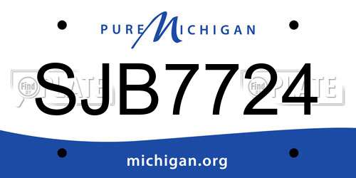 SJB7724 Michigan License Plate