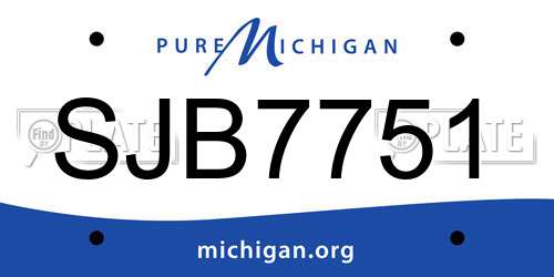 SJB7751 Michigan License Plate