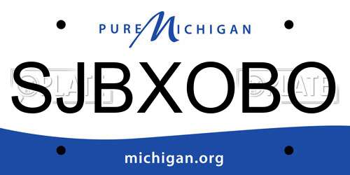 SJBXOBO Michigan License Plate