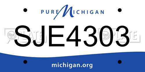 SJE4303 Michigan License Plate