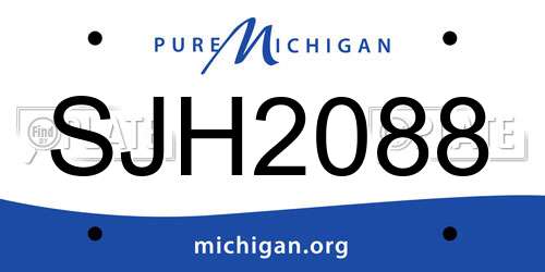 SJH2088 Michigan License Plate