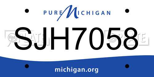 SJH7058 Michigan License Plate