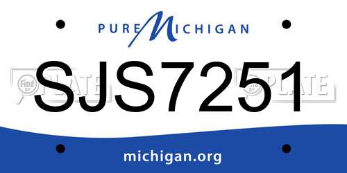 SJS7251 Michigan License Plate
