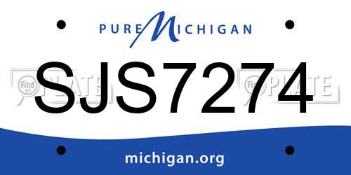 SJS7274 Michigan License Plate