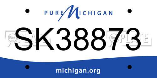 SK38873 Michigan License Plate