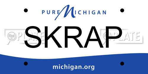 SKRAP Michigan License Plate
