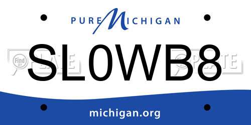 SL0WB8 Michigan License Plate