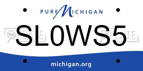 SL0WS5 Michigan License Plate