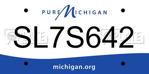 SL7S642 Michigan License Plate