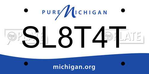 SL8T4T Michigan License Plate