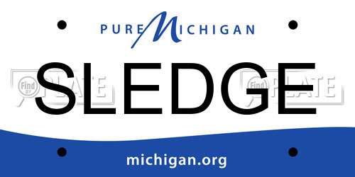 SLEDGE Michigan License Plate