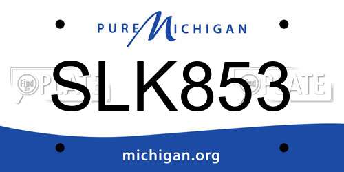 SLK853 Michigan License Plate